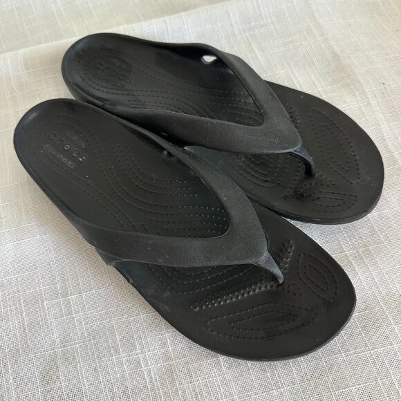 Crocs Kadee II Flip Flop Sandals Black Womens Size 10 Comfortable lightweight - Picture 1 of 4